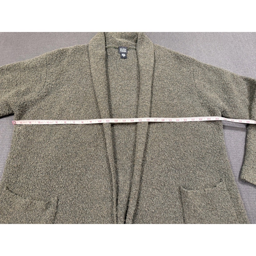 Eileen Fisher Cardigan Sweater Open Front Pockets Women's L Wool Cashmere Blend - Picture 4 of 5